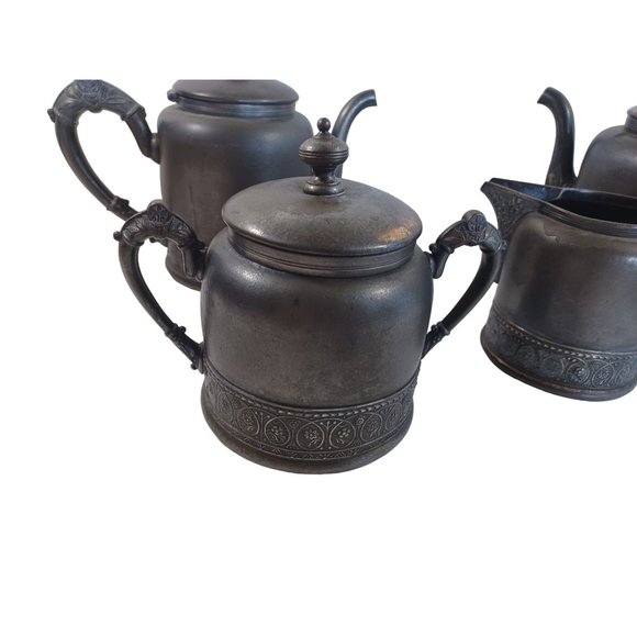 4 Piece PairPoint Quadrupleplate Silver Tea Coffee Pot Creamer Sugar Set USA Vtg - Picture 3 of 13
